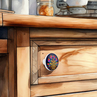 Abstrakter Peacock-Schwanz-Keramik Keramikknauf