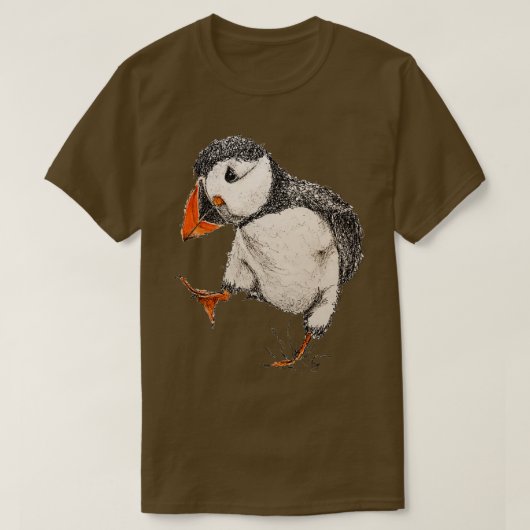 Abstrakter Pen und Aquarellpuffin T-Shirt (Design vorne)