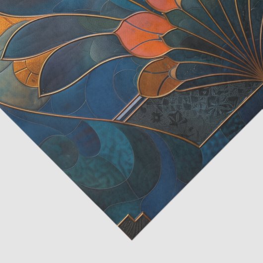 Abstrakter Pfau Art Deco Seidenpapier (Ausschnitt)