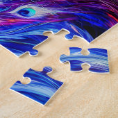 Abstrakter Pfau im Winter mit Nordlichter Puzzle (Seite)
