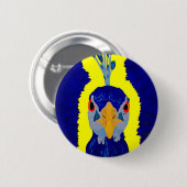Abstrakter Pfau-Kopf Button (Vorne & Hinten)
