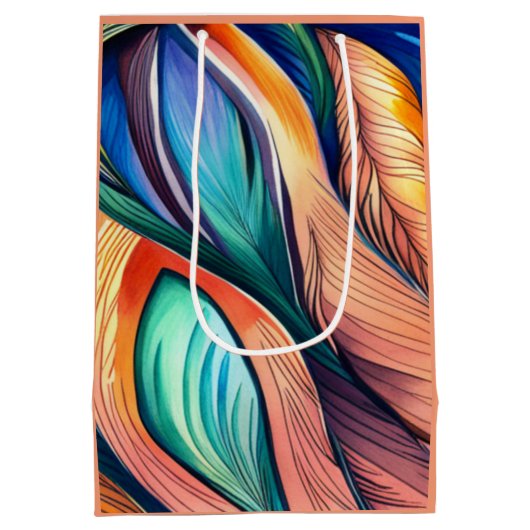 Abstrakter Pfau Mittlere Geschenktüte (Rückseite)