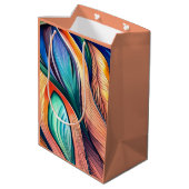 Abstrakter Pfau Mittlere Geschenktüte (Rückseite Schrägansicht)
