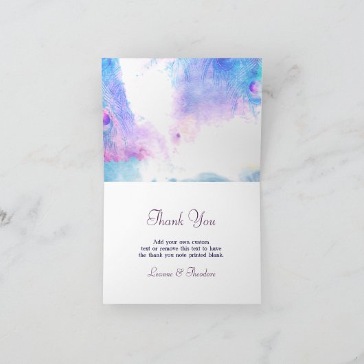 Abstrakter Pfau, Wasserfarbe Danke, Karten (Innenseite)