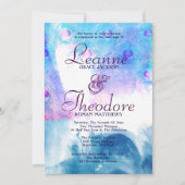 Abstrakter Pfau, Watercolor-Hochzeits-Einladung Einladung (Vorderseite)