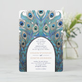 Abstrakter Pfauenbogen | Monogramm Einladung (Stehend Vorderseite)