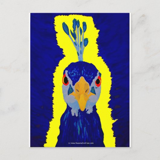 Abstrakter Pfauenkopf Postkarte (Vorderseite)