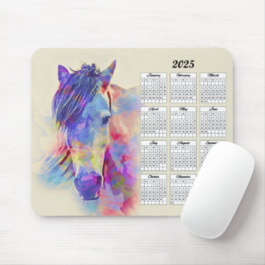 abstrakter Pferdekalender 2025 Mousepad (Mit Mouse)