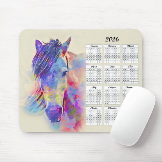 abstrakter Pferdekalender 2026 Mousepad (Mit Mouse)