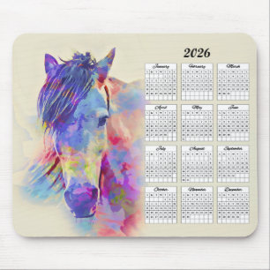 abstrakter Pferdekalender 2026 Mousepad