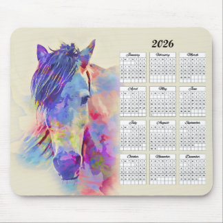 abstrakter Pferdekalender 2026 Mousepad