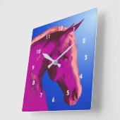 Abstrakter Pferdekopf Quadratische Wanduhr (Winkel)