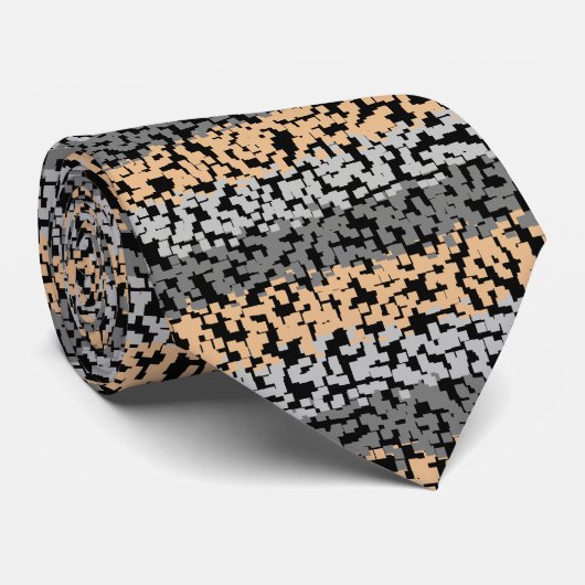 Abstrakter Pfirsich, Graustreifen und schwarze hor Krawatte (Gerollt)