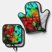 Abstrakter Pflaumenhalter und Backofen Mitt, ruhig Ofenhandschuh & Topflappen-Set (Vorderseite/Rückseite)