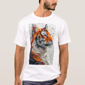 Abstrakter Picasso Style Tiger 3D Grafik-T - Shirt (Vorderseite)