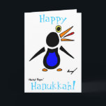 Abstrakter Pinguin "Happy Hanukkah!"Karte Feiertagskarte<br><div class="desc">Schau funky und cool mit diesem phantastischen Abstrakten Pinguin Design! NIEDLICH! Design zeigt mein originelles abstraktes Pinguin handgezeichnet in Bleistift und Tinte und digital farbig. Copyright 2012 von Sunny</div>