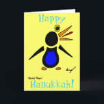 Abstrakter Pinguin 'Happy Hanukkah!' Karte - Gelb<br><div class="desc">Schau funky und cool mit diesem phantastischen Abstrakten Pinguin Design! NIEDLICH! Das Design zeigt meinen originalen abstrakten Pinguin,  handgezeichnet in Bleistift und Tinte und digital farbig. Copyright 2012 von Sunny</div>