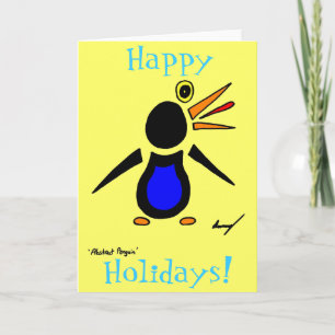 Abstrakter Pinguin 'Happy Holidays'! Karte - Gelb