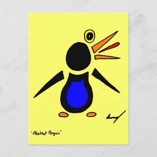 Abstrakter Pinguin Postkarte - Gelb (Vorderseite)