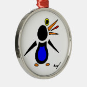 Abstrakter Pinguin-Runddekor Silbernes Ornament (Rechts)