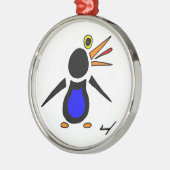 Abstrakter Pinguin-Runddekor Silbernes Ornament (Links)