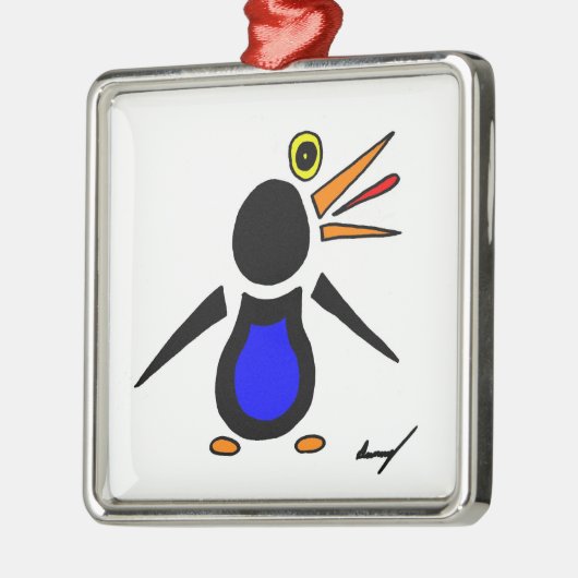 Abstrakter Pinguinplatz Silbernes Ornament (Links)
