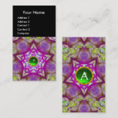 ABSTRAKTER PINK LILA STAR ,GREEN GEMSTONE MONOGRAM VISITENKARTE (Vorne/Hinten)