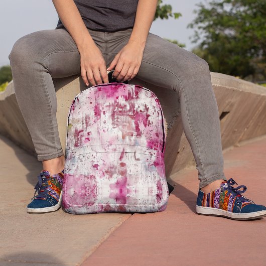 Abstrakter Pink Splash in Aquarellfarben-Mustern Bedruckter Rucksack