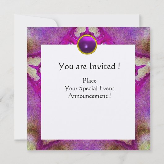 ABSTRAKTER PINK STAR LILA AMETHYST MONOGRAMM EINLADUNG (Rückseite)