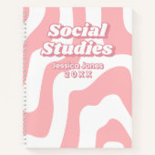 Abstrakter Pink White Wavy Lines Schulfach Notizblock (Vorderseite)