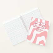 Abstrakter Pink White Wavy Lines Schulfach Notizblock (Innenseite)