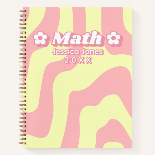 Abstrakter Pink Yellow Lines Schulfach Notizblock (Vorderseite)