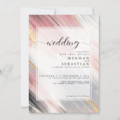 Abstrakter Pinselstrich Blush Gold Kohle Einladung (Vorderseite)