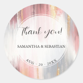 Abstrakter Pinselstrich Blush Gold Kohle Runder Aufkleber