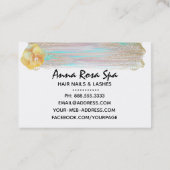 *~* Abstrakter Pinselstrich Streifen Gold Glitzer Visitenkarte (Rückseite)