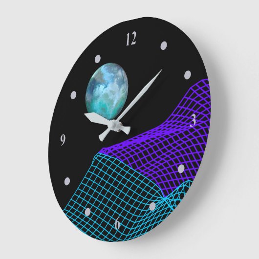 Abstrakter Planet 5th Dimension Lila Blau Große Wanduhr (Winkel)