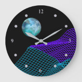 Abstrakter Planet 5th Dimension Lila Blau Große Wanduhr (Vorderseite)