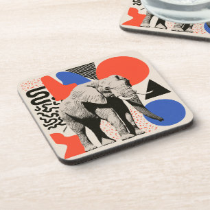 Abstrakter Pop-Art-Elefant mit geometrischen Forme Getränkeuntersetzer