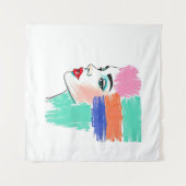 Abstrakter Pop Art Frauenfilm Wandteppich (Vorderseite (Horizontal))