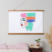 Abstrakter Pop Art Frauenfilm Wandteppich Mit Holzrahmen (Schlafzimmer)