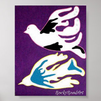 Abstrakter Pop Art Two Doves Poster