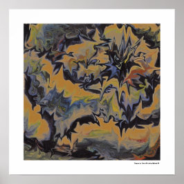 Abstrakter Pop Fine Art Cool Retro Dunkelblau Gelb Poster