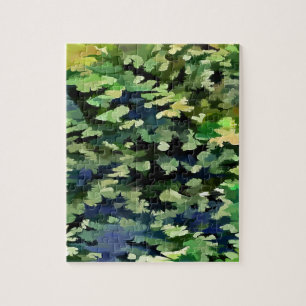 Abstrakter Pop Kunst in Grün und Blau Puzzle