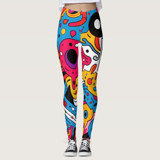 Abstrakter Pop Kunst Nahtloses Muster Leggings (Vorderseite)
