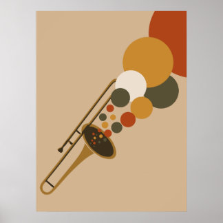Abstrakter Posaunen-Jazz-Druck | Bauhaus-Musik-Kun Poster