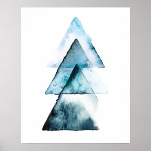 Abstrakter Poster-Druck mit blauer geometrischer W Poster