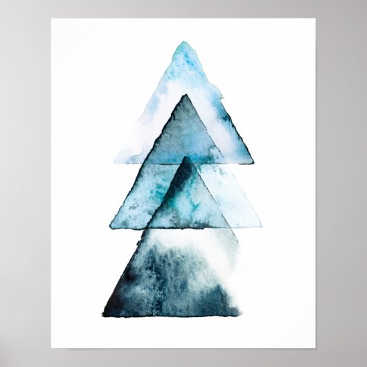 Abstrakter Poster-Druck mit blauer geometrischer W Poster (Vorne)