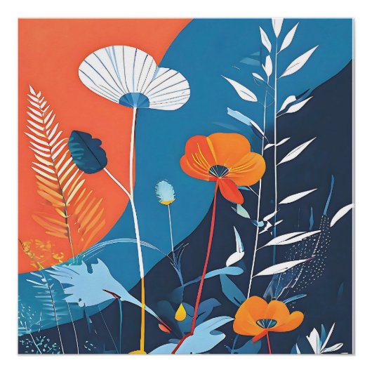 Abstrakter Poster mit lebendigen Blüten (Vorderseite)