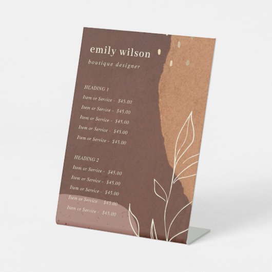 Abstrakter Preis für die Foliage Orange Foliage Sockelschild (Vorderseite)