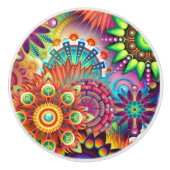 Abstrakter Psychedelic Colors Dresser Keramikknauf (Vorderseite)